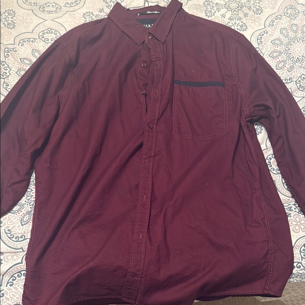 21men Burgundy Casual Button Down Shirt